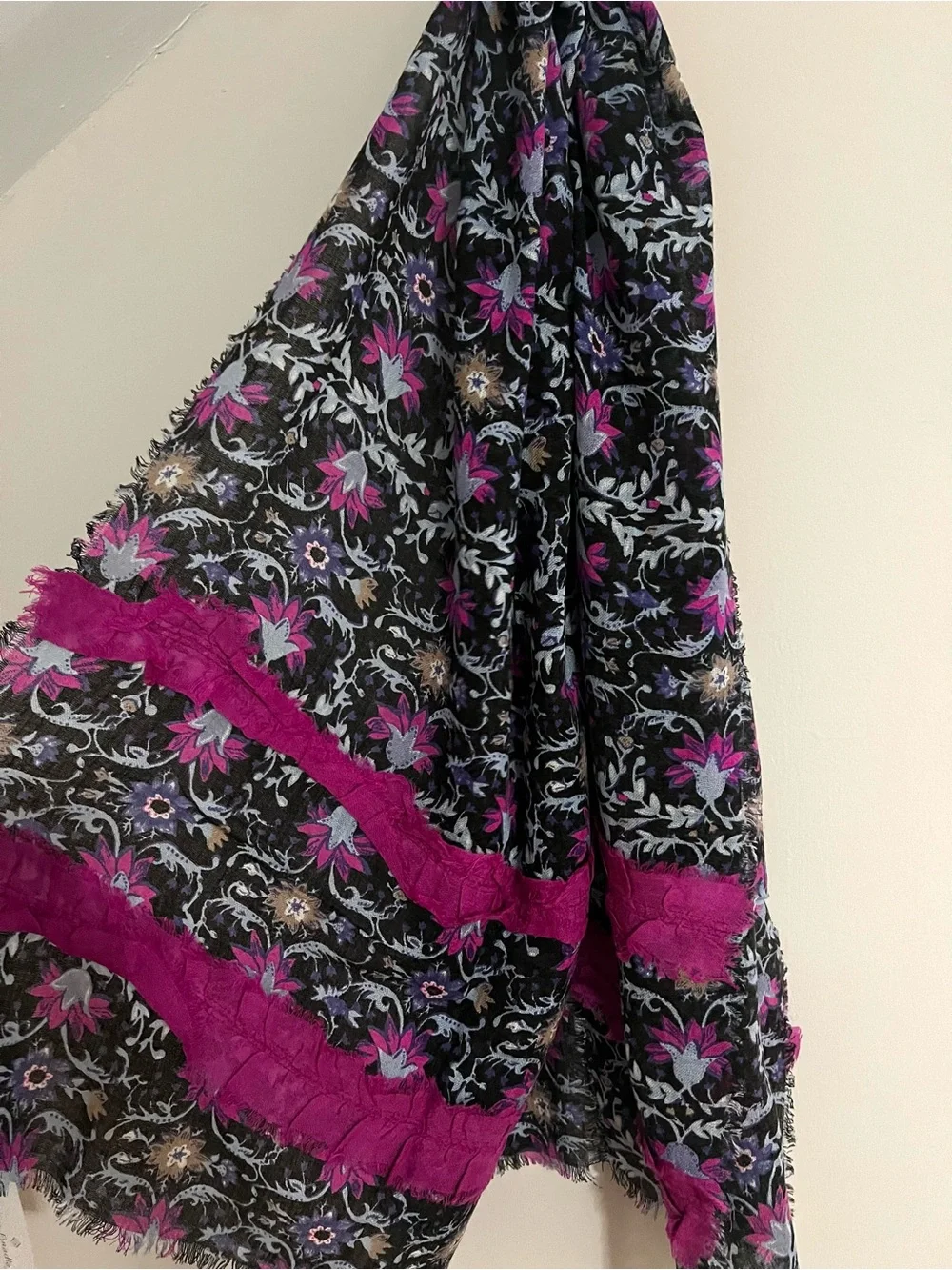 Vera Bradley Floral Scarf - Black, Magenta & Purple